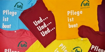 Pflege ist bunt Pflege ist bunt - Bild mit bunten TShirts